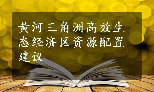 黄河三角洲高效生态经济区资源配置建议