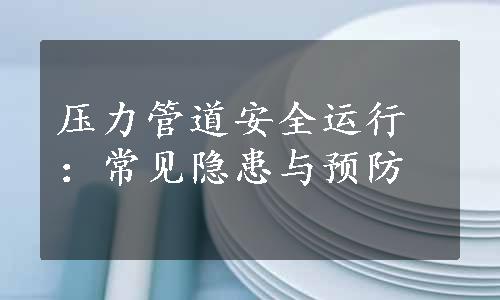 压力管道安全运行：常见隐患与预防