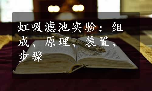 虹吸滤池实验：组成、原理、装置、步骤