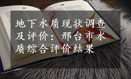 地下水质现状调查及评价：邢台市水质综合评价结果