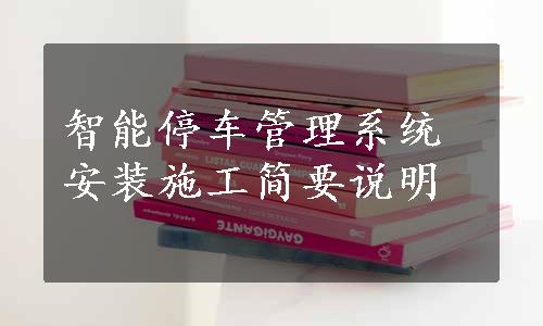 智能停车管理系统安装施工简要说明