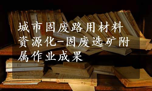 城市固废路用材料资源化-固废选矿附属作业成果