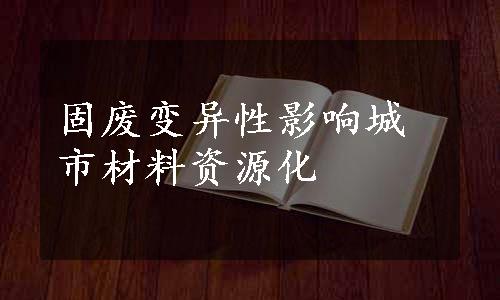 固废变异性影响城市材料资源化