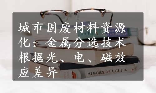 城市固废材料资源化：金属分选技术根据光、电、磁效应差异