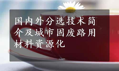 国内外分选技术简介及城市固废路用材料资源化