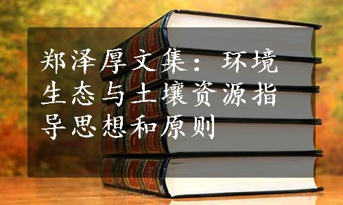 郑泽厚文集：环境生态与土壤资源指导思想和原则