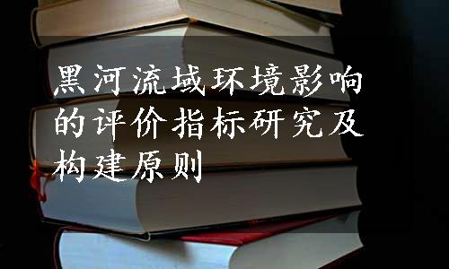 黑河流域环境影响的评价指标研究及构建原则