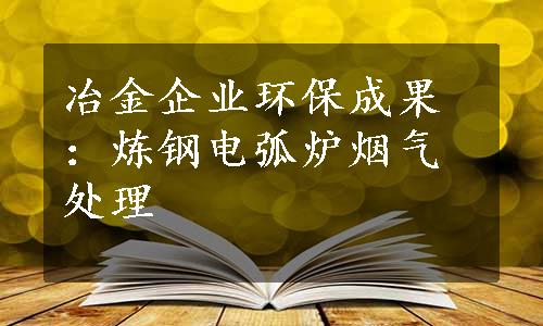 冶金企业环保成果：炼钢电弧炉烟气处理