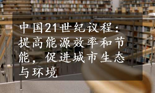 中国21世纪议程：提高能源效率和节能，促进城市生态与环境