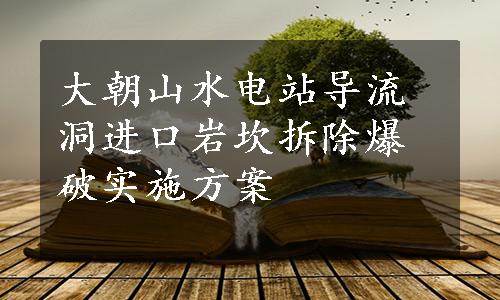 大朝山水电站导流洞进口岩坎拆除爆破实施方案
