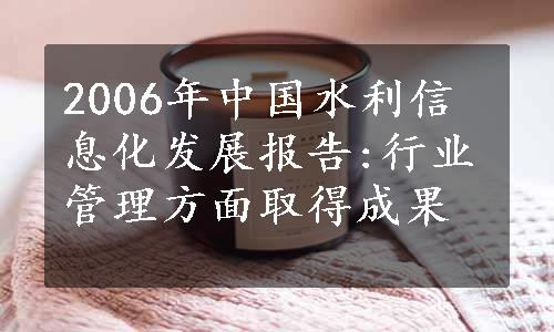 2006年中国水利信息化发展报告:行业管理方面取得成果