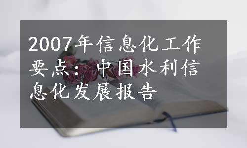 2007年信息化工作要点：中国水利信息化发展报告