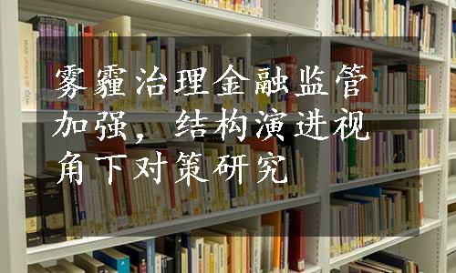 雾霾治理金融监管加强，结构演进视角下对策研究