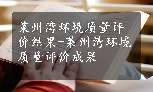 莱州湾环境质量评价结果-莱州湾环境质量评价成果