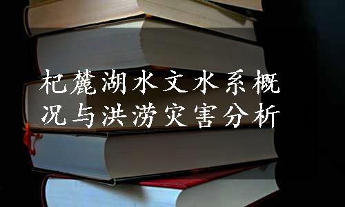 杞麓湖水文水系概况与洪涝灾害分析