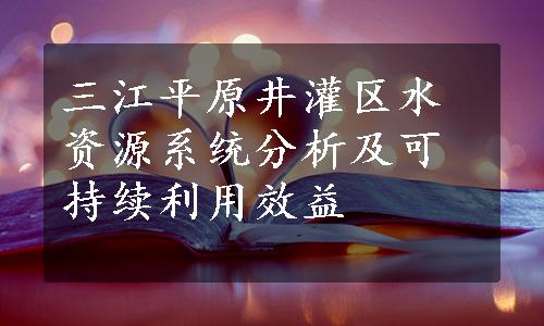 三江平原井灌区水资源系统分析及可持续利用效益