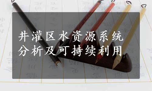 井灌区水资源系统分析及可持续利用