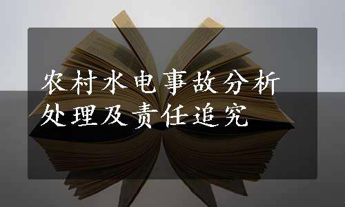 农村水电事故分析处理及责任追究