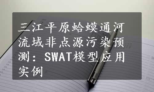 三江平原蛤蟆通河流域非点源污染预测：SWAT模型应用实例