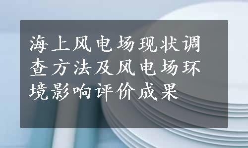 海上风电场现状调查方法及风电场环境影响评价成果