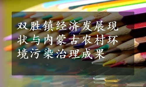 双胜镇经济发展现状与内蒙古农村环境污染治理成果