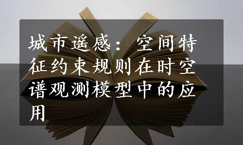 城市遥感：空间特征约束规则在时空谱观测模型中的应用