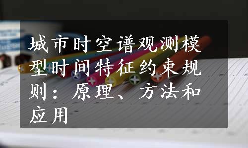 城市时空谱观测模型时间特征约束规则：原理、方法和应用