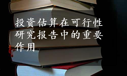 投资估算在可行性研究报告中的重要作用