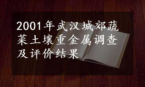 2001年武汉城郊蔬菜土壤重金属调查及评价结果