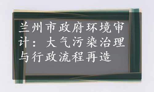 兰州市政府环境审计：大气污染治理与行政流程再造