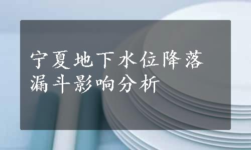 宁夏地下水位降落漏斗影响分析