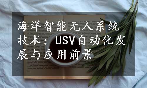 海洋智能无人系统技术：USV自动化发展与应用前景