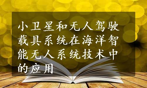 小卫星和无人驾驶载具系统在海洋智能无人系统技术中的应用