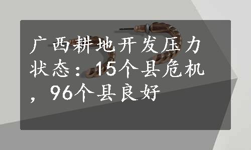 广西耕地开发压力状态：15个县危机，96个县良好