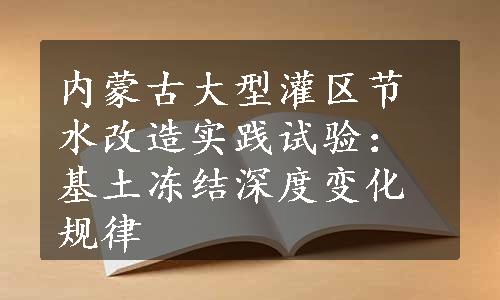 内蒙古大型灌区节水改造实践试验：基土冻结深度变化规律