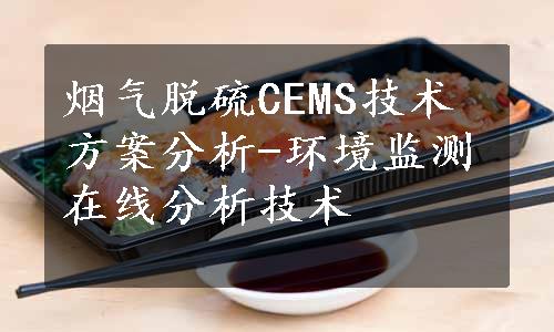 烟气脱硫CEMS技术方案分析-环境监测在线分析技术