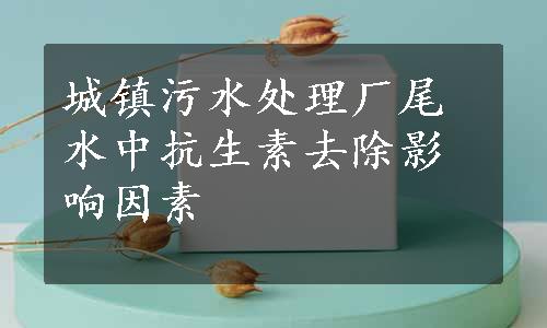 城镇污水处理厂尾水中抗生素去除影响因素