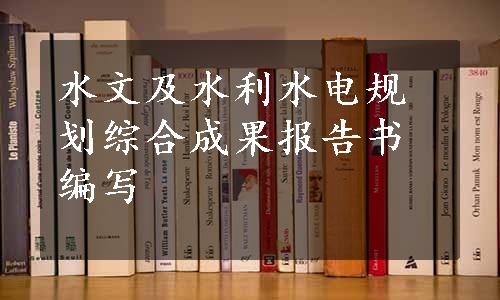 水文及水利水电规划综合成果报告书编写