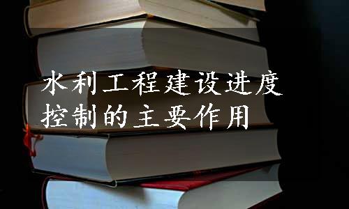 水利工程建设进度控制的主要作用