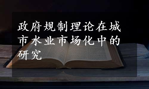 政府规制理论在城市水业市场化中的研究