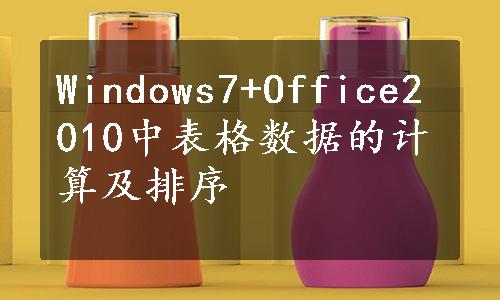 Windows7+Office2010中表格数据的计算及排序