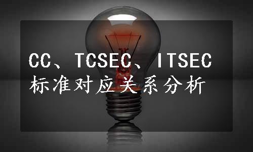 CC、TCSEC、ITSEC标准对应关系分析
