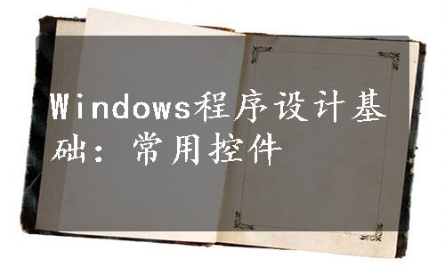 Windows程序设计基础：常用控件