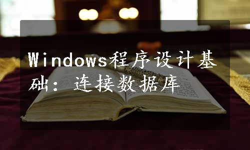 Windows程序设计基础：连接数据库