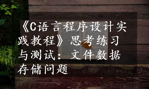 《C语言程序设计实践教程》思考练习与测试：文件数据存储问题