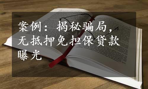 案例：揭秘骗局，无抵押免担保贷款曝光