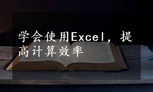 学会使用Excel，提高计算效率