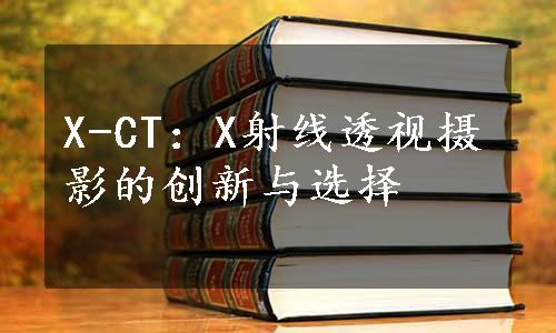 X-CT：X射线透视摄影的创新与选择