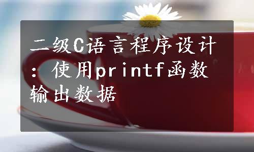 二级C语言程序设计：使用printf函数输出数据