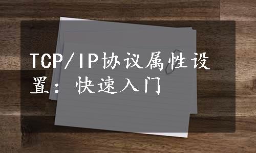 TCP/IP协议属性设置：快速入门